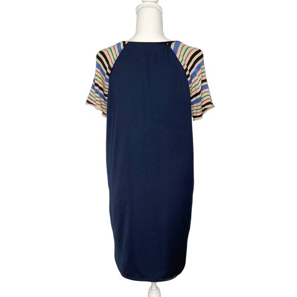 Scotch & Soda Maison Scotch Navy Mini Dress Striped Metallic Knit Sleeves XS - Picture 6 of 10